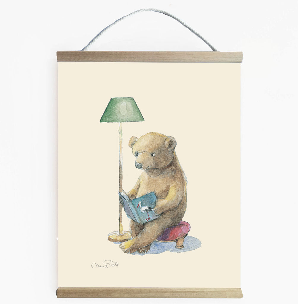Toddler Room Art - Bear Reader Illustration