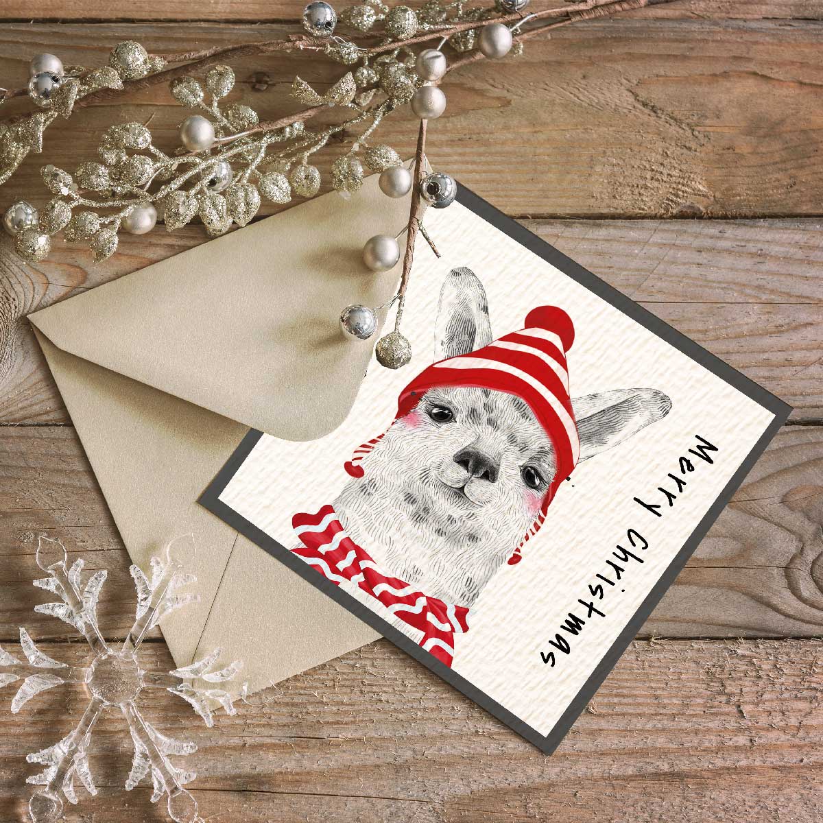 Festive Alpaca Christmas Card