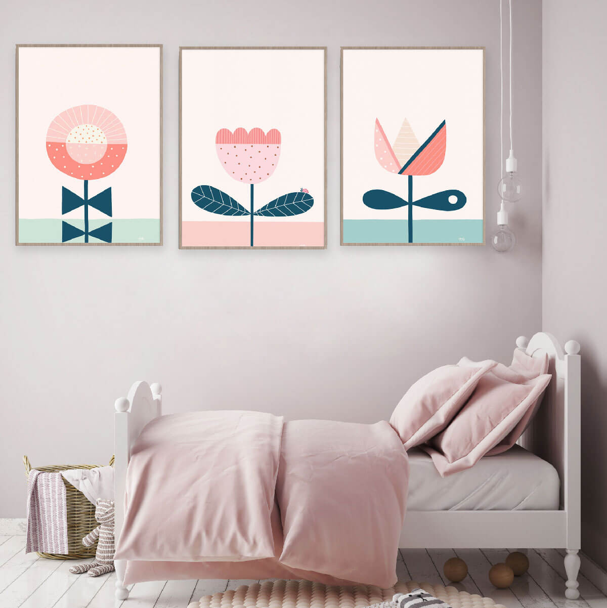 Scandi Style Tulip Print For Girls Room