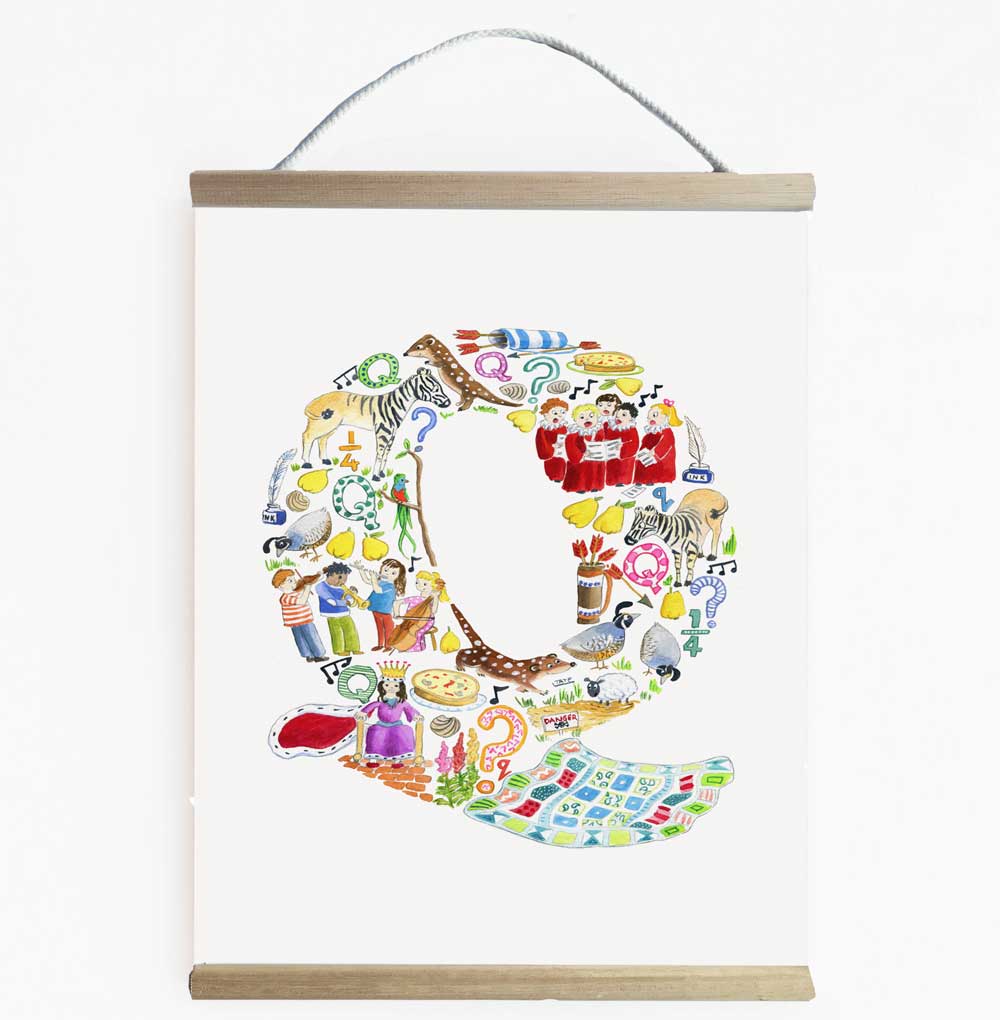 Nursery And Kids Wall Art Letter Q Wall Banner