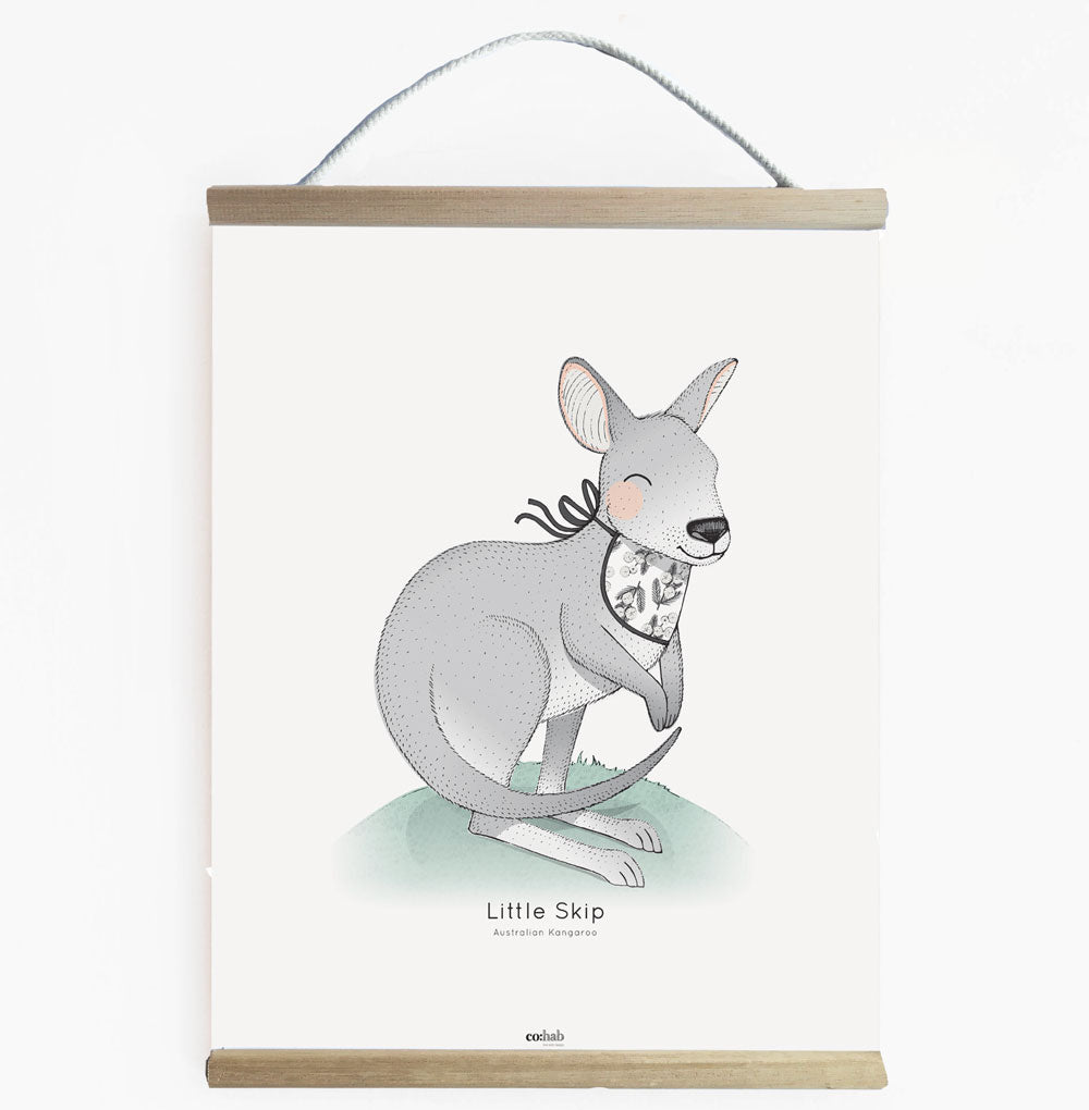 Aussie Little Skip Kangaroo Nursery Art Kids Wall Banner