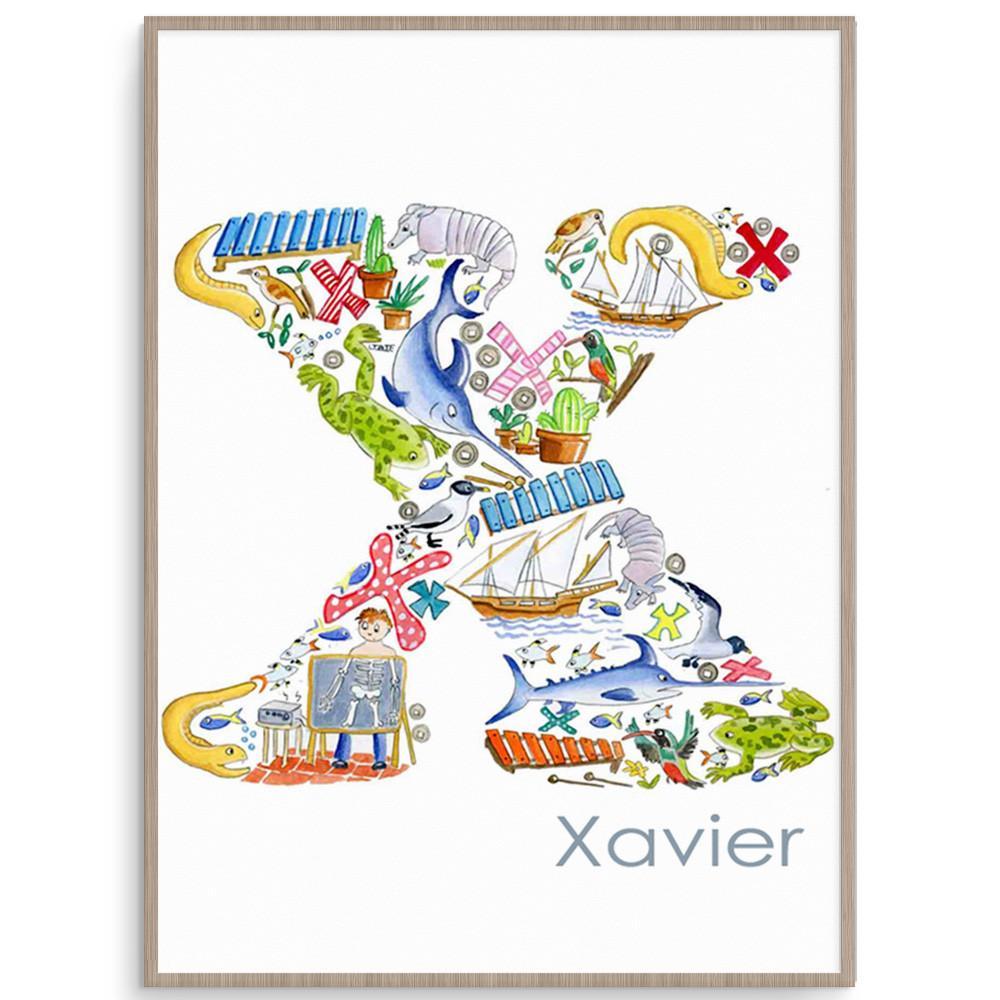Personalised Letter X Initial Print For Kid&#39;s Room