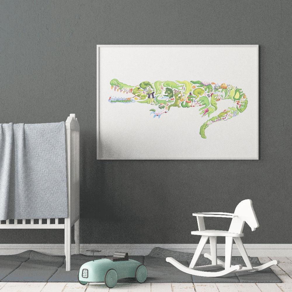 Snappy And Fun Crocodile Wall art For Kids