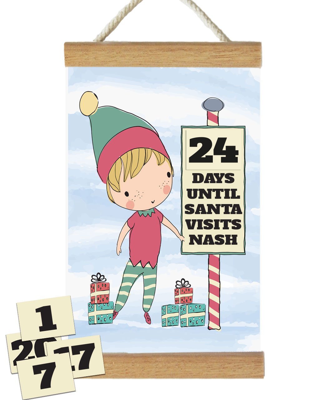 Fizzy Pop Designs Christmas Santa&#39;s Little Helper Countdown To Christmas Banner nursery art kids wall art