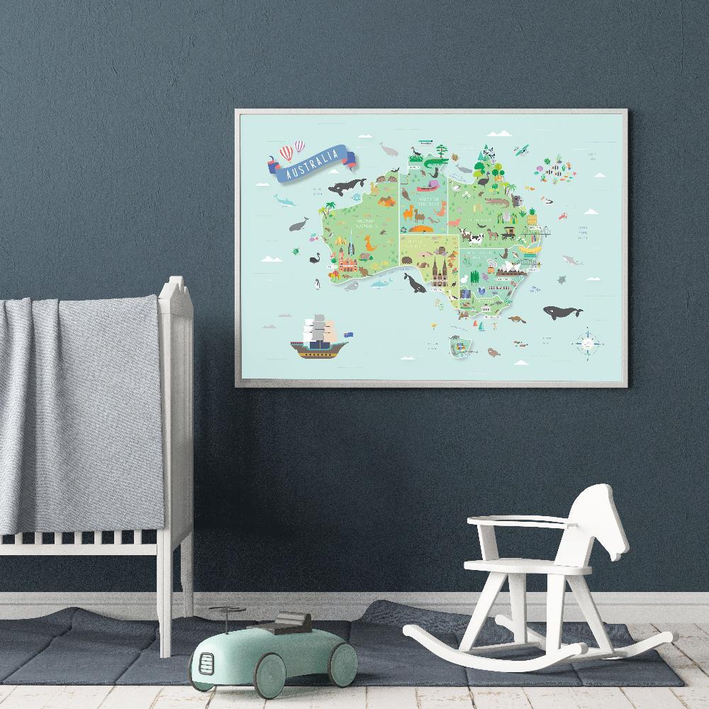 Australia Map Poster Perfect For Australian Themed Nursery
