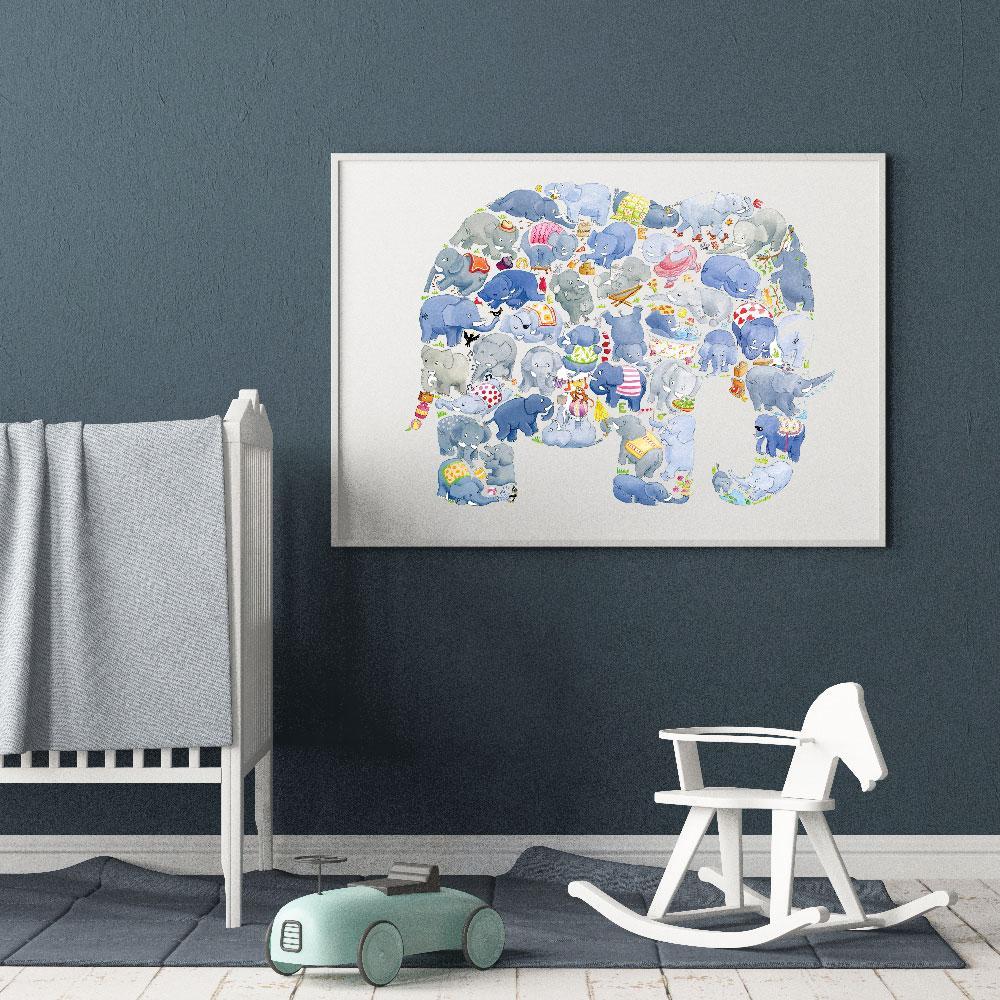 Gender Neutral Elephant Nursery Art And Kids Wall Art