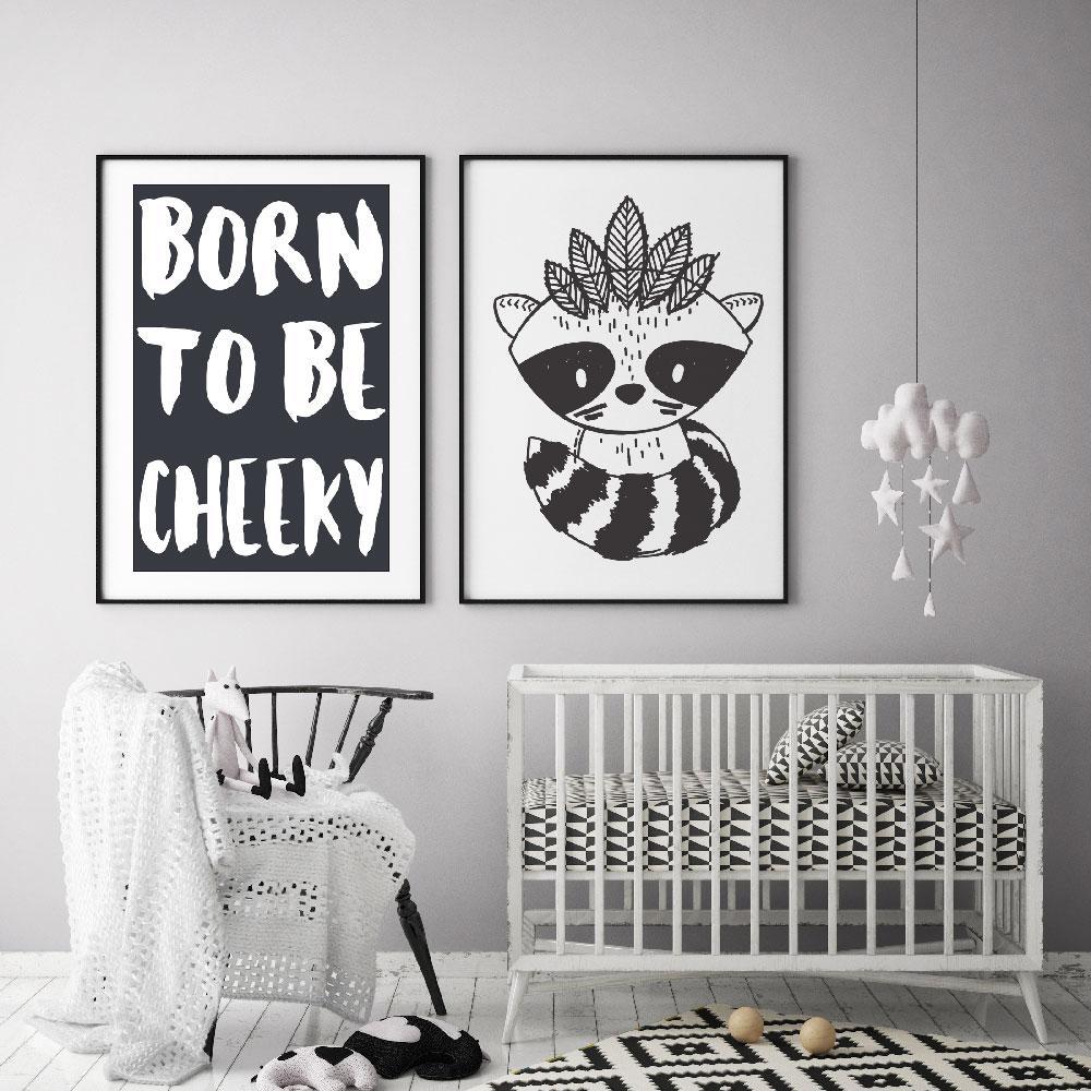 Create A Monochrome Nursery Or Kids Room With Black And White Raccoon Warrior