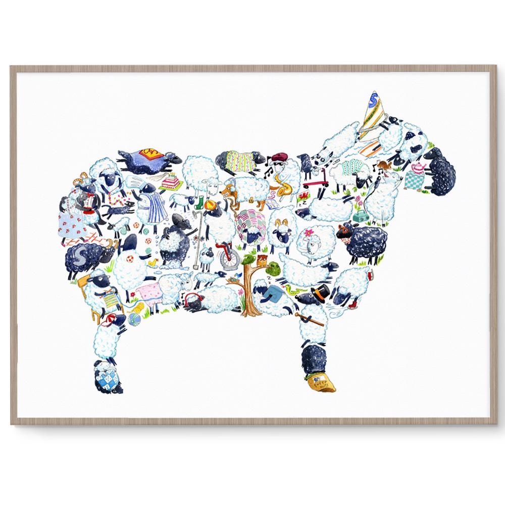 Sheep Print Children&#39;s Room Art 