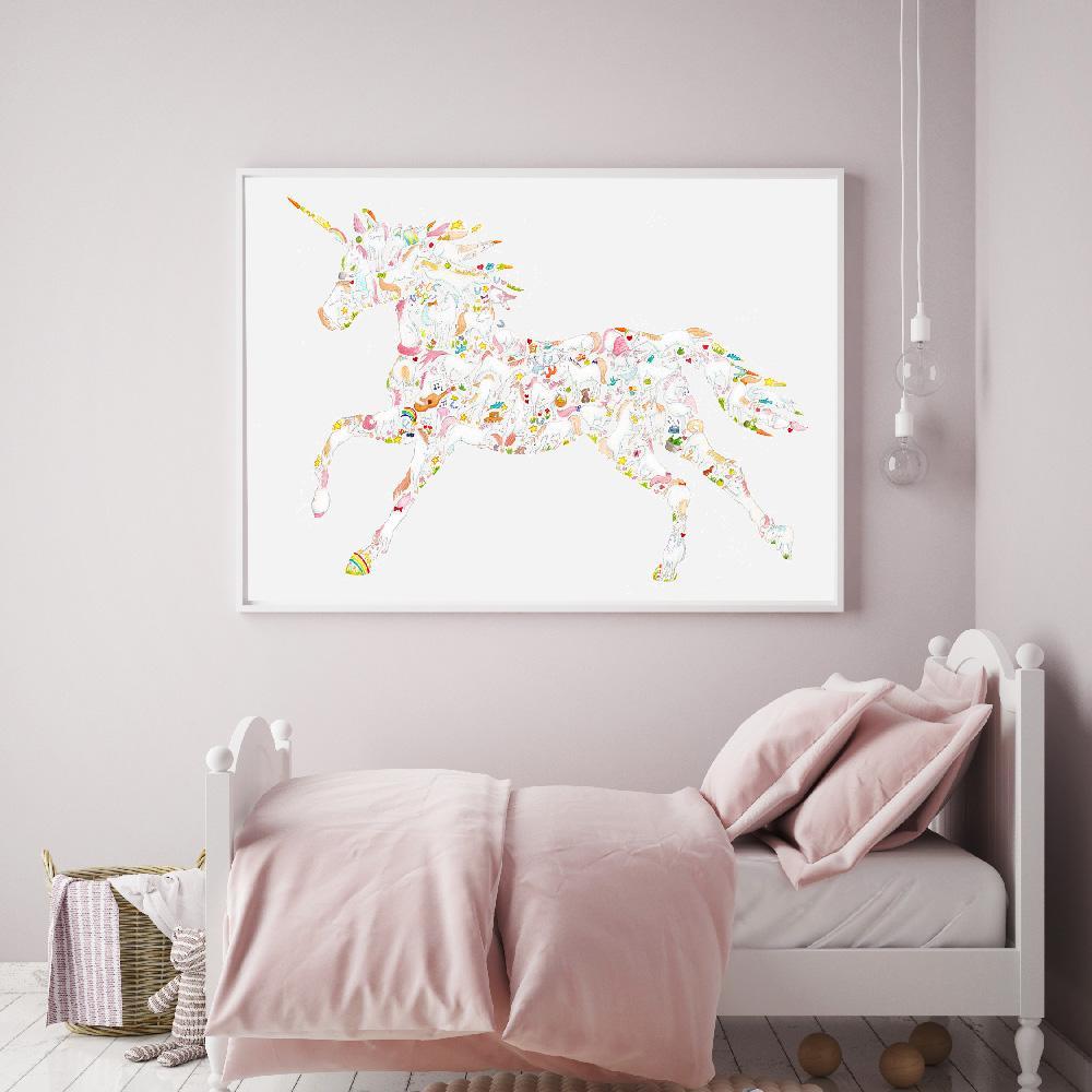 Incredible Unicorn Wall Print For Girls Room