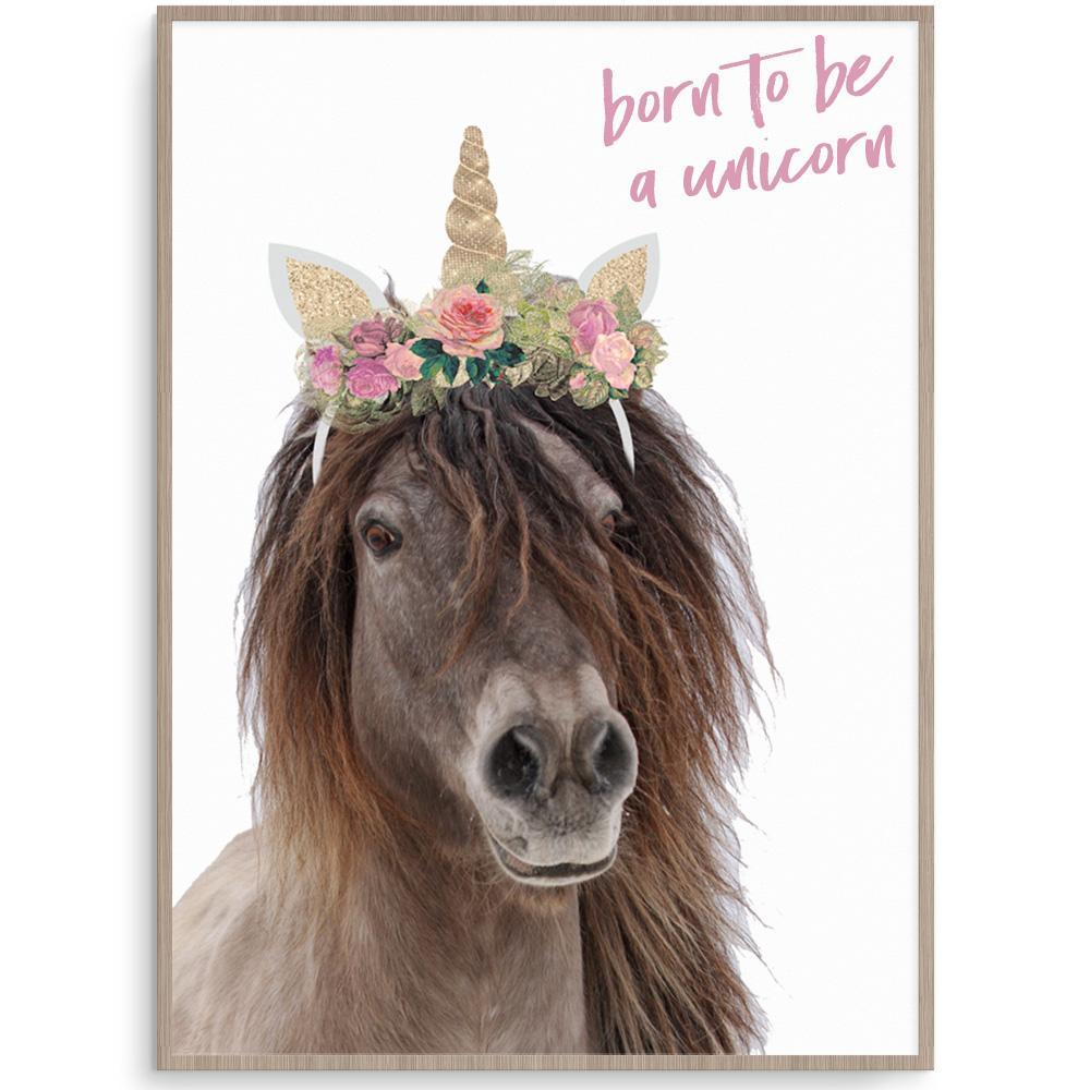 Magical Born To Be A Unicorn Poster Print For Girls