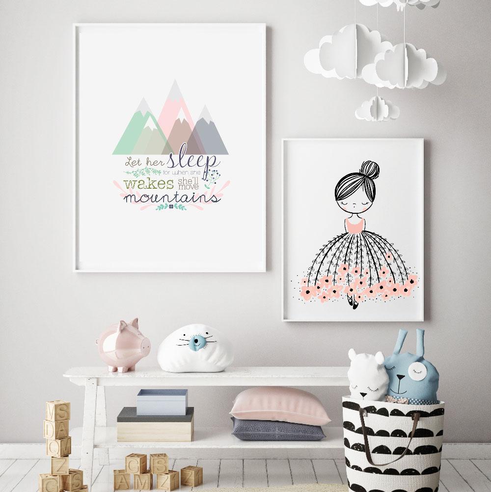 Llama Creations Girl Prints Move Mountains - Girls nursery art kids wall art