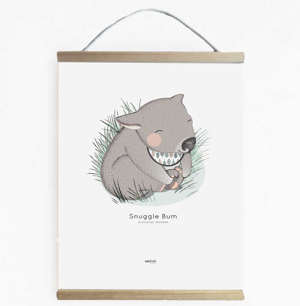 Wombat Aussie Animal Nursery Art Banner