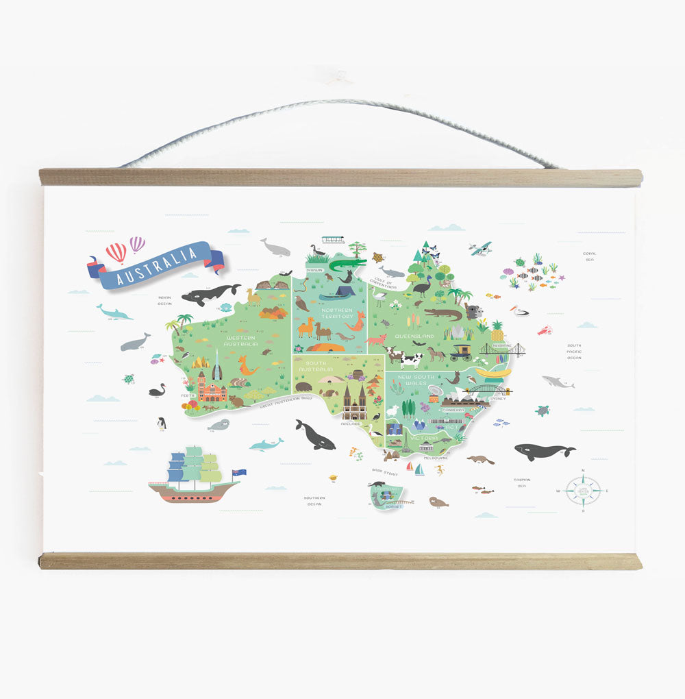 Big Australia Map Wall Banner For Kids Rooms And Playrooms