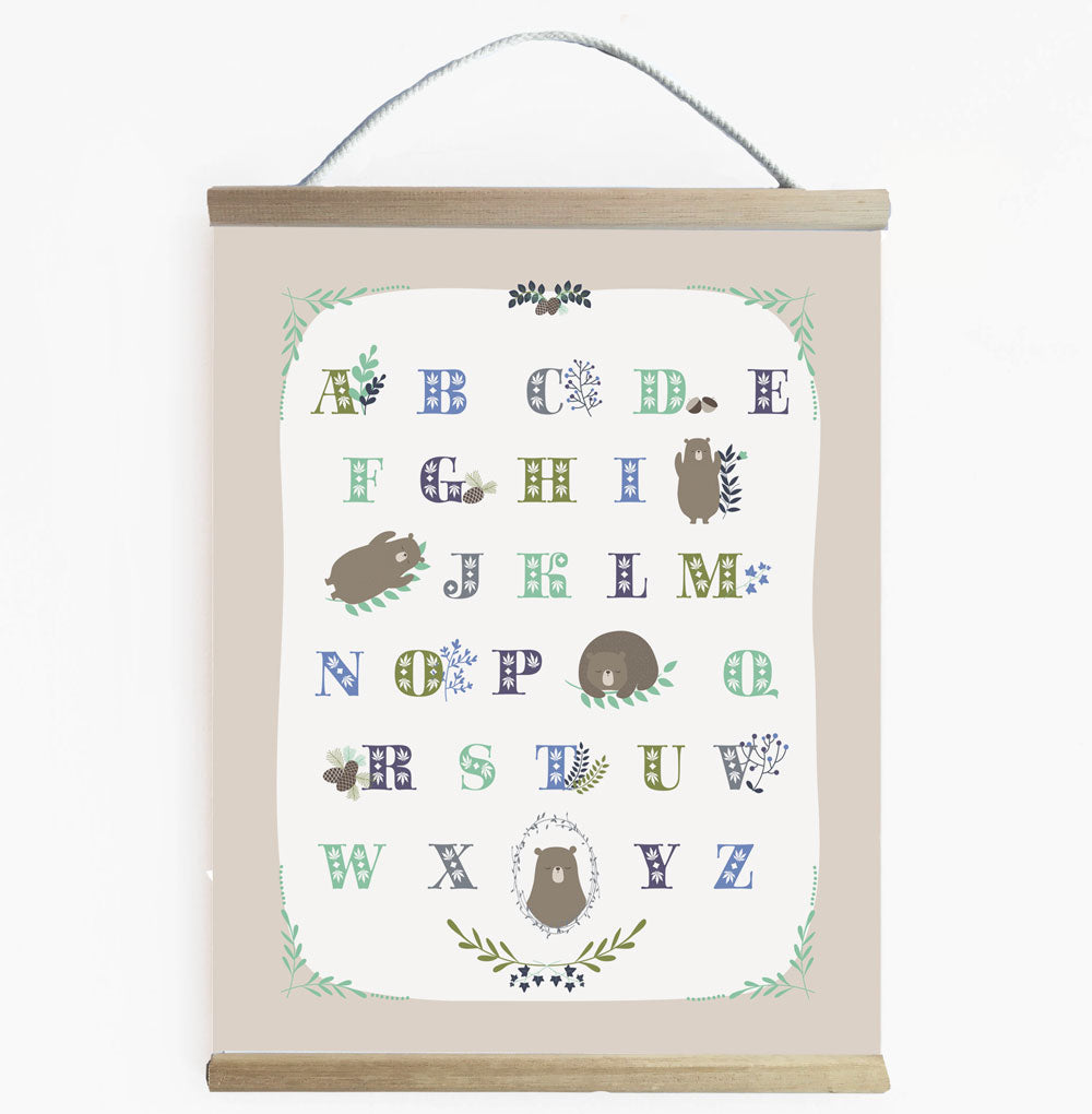 Cute Bear Alphabet Nursery Banner