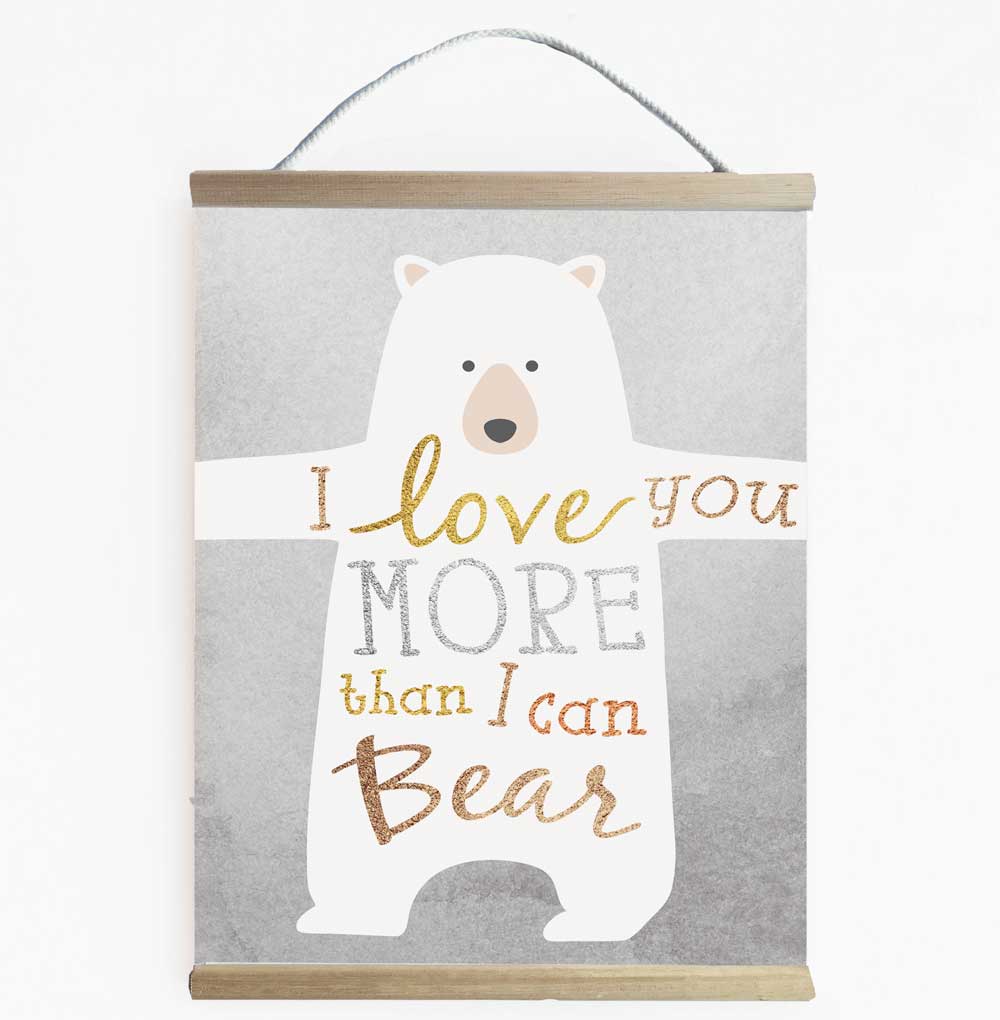 Gender Neutral Bear Love Nursery Wall Banner 