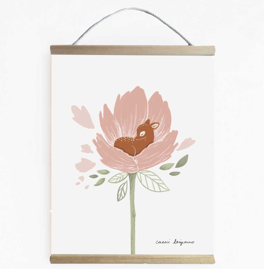 Pretty And Delicate Blooming Deer Wall Banner