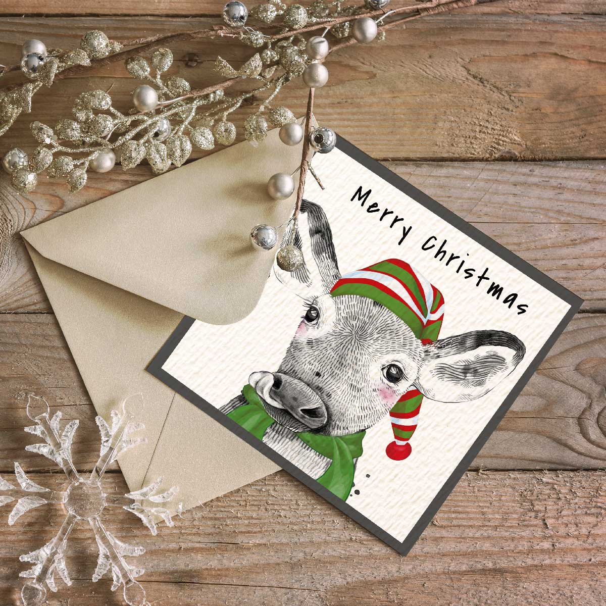 Festive Cow Christmas Card