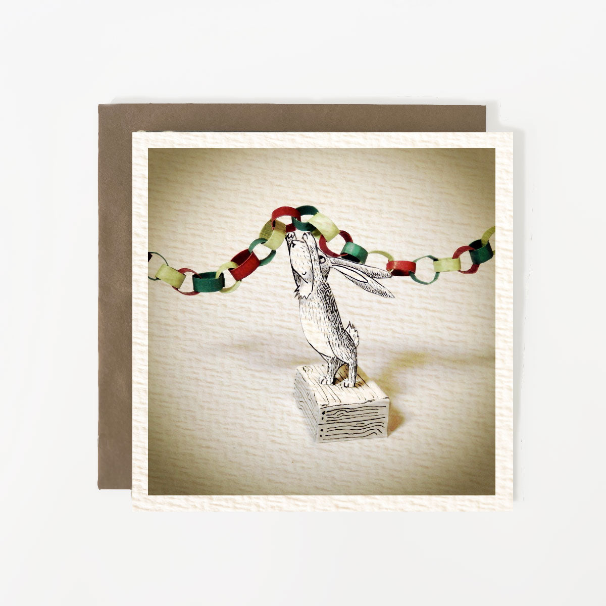 Christmas Rabbit Decorating Christmas Card