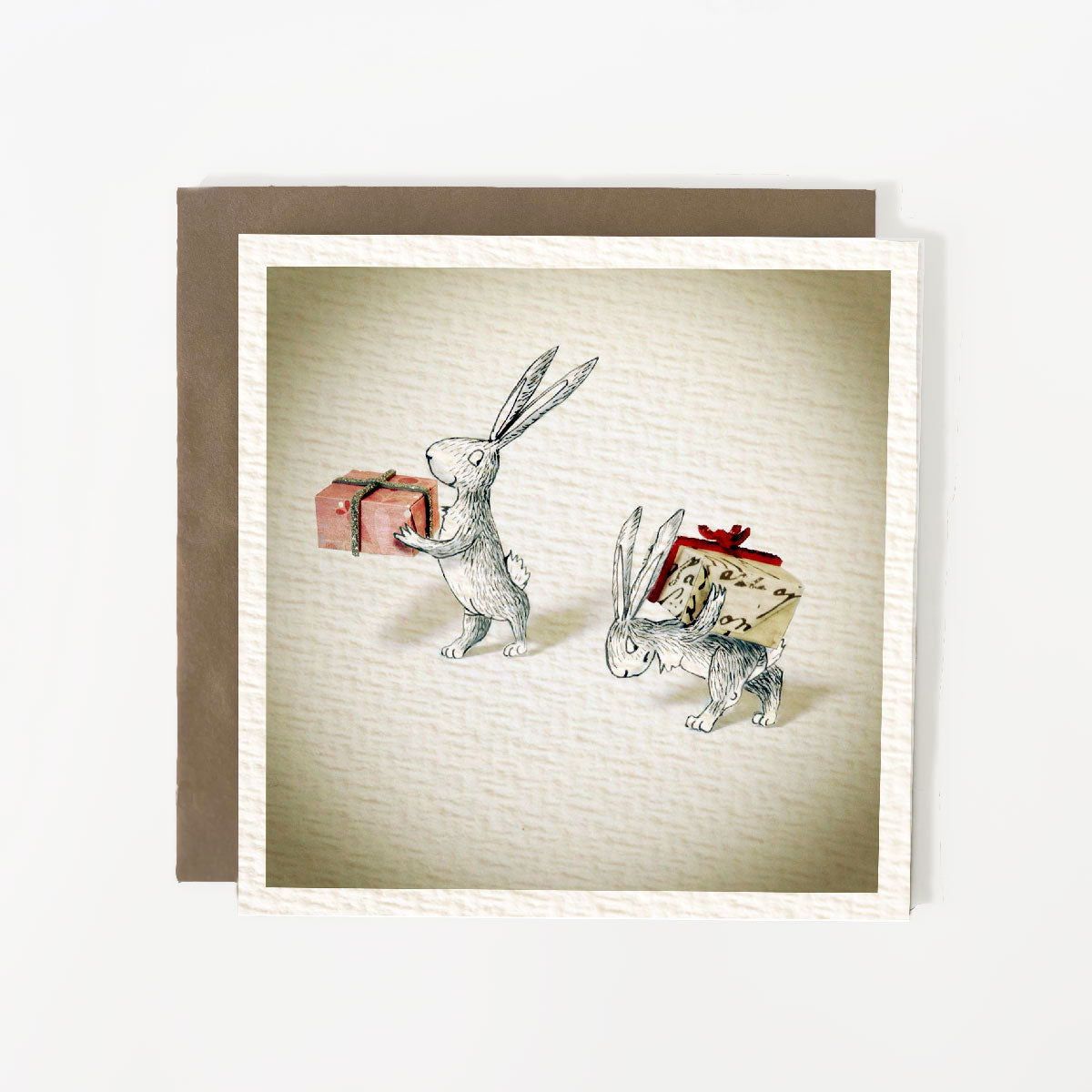 Christmas Rabbit Gifting Christmas Card