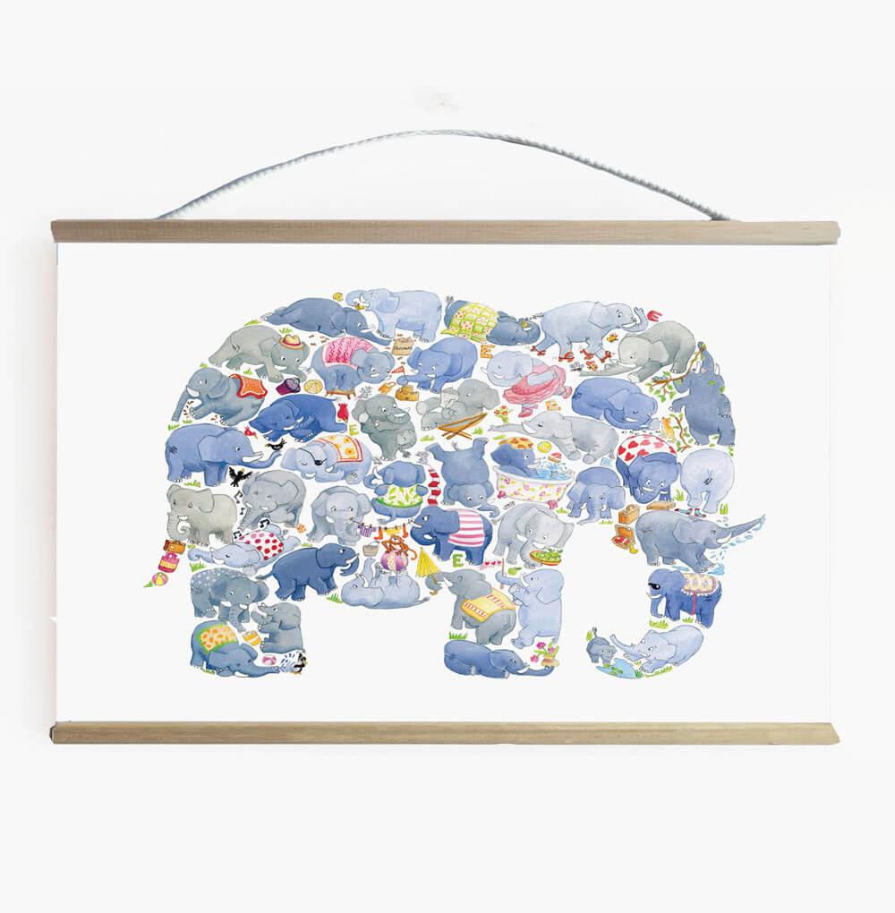 Gender Neutral Elephant Nursery And Kids Room Wall Banner