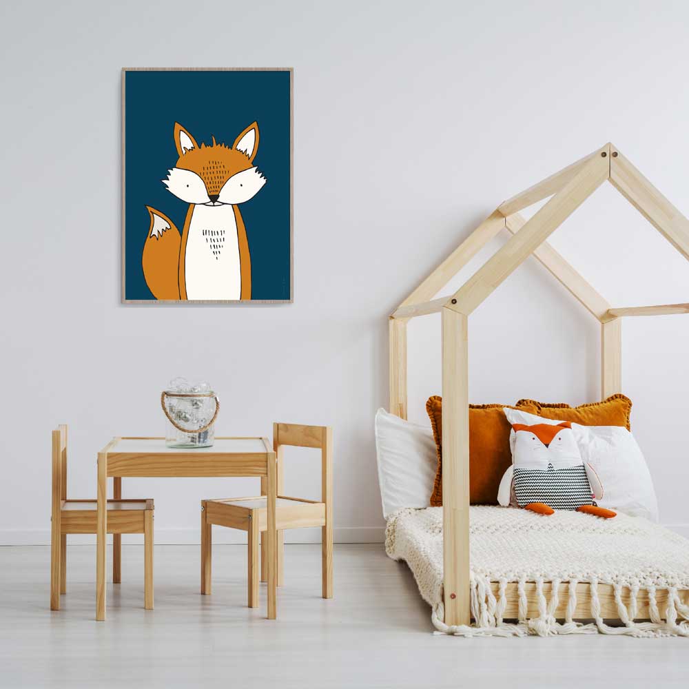 Modern Nordic Style Fox Wall Art For Kids