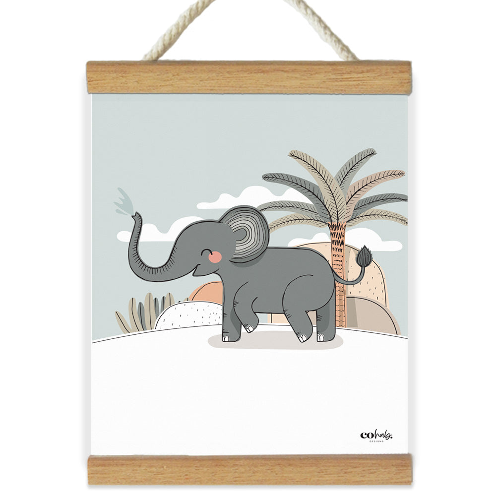 Jungle Elephant Sky Blue Nursery Banner
