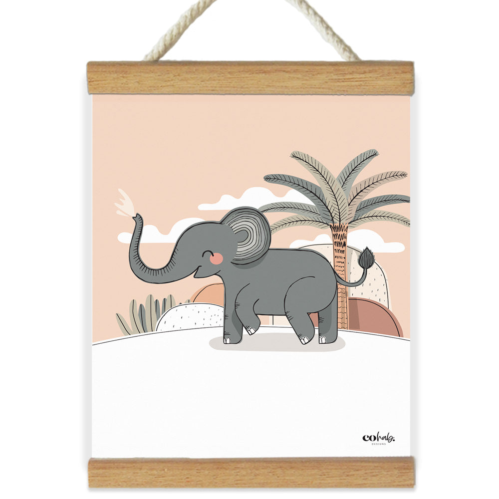 Jungle Elephant Peach  Nursery Banner