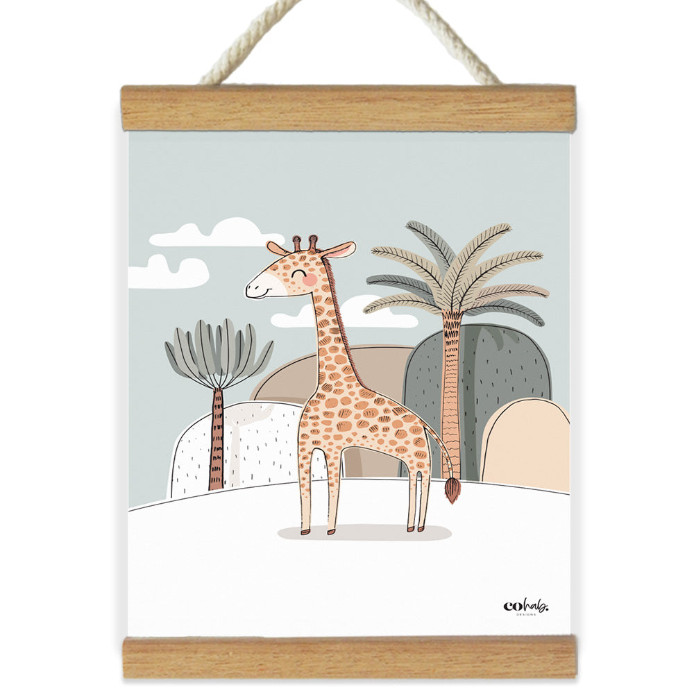 Jungle Giraffe Sky Blue Wall Banner For Kids