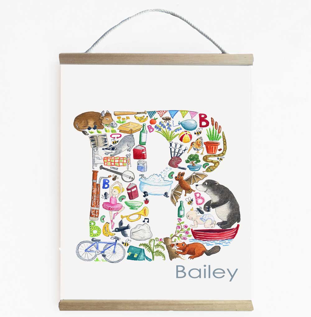 Letter B Personalised Initial Wall Banner For Kids