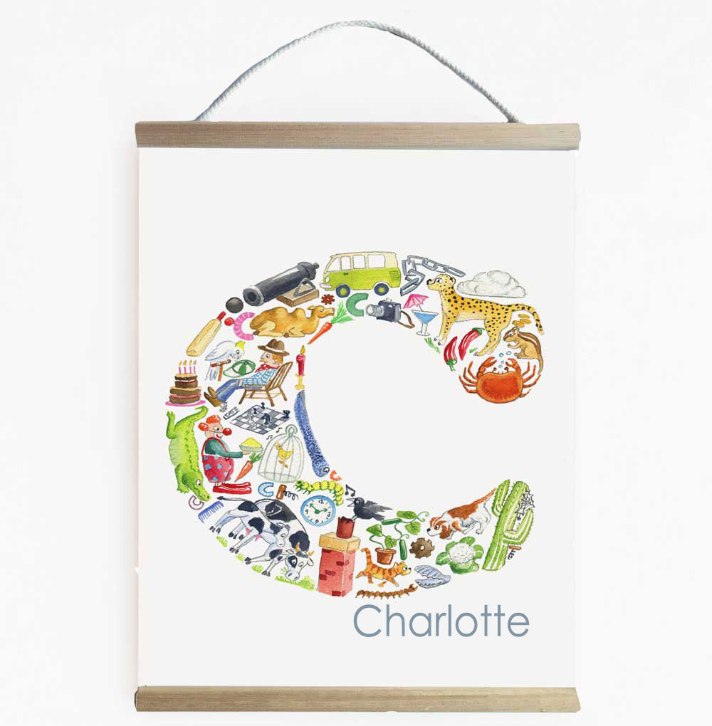Personalised Letter C Print For Nursery Or Kids Room