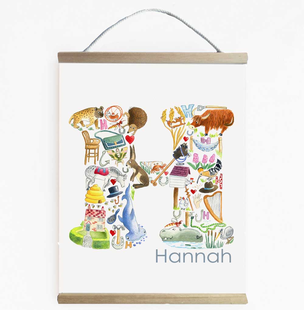 Personalised Letter H Kids Room Wall Banner