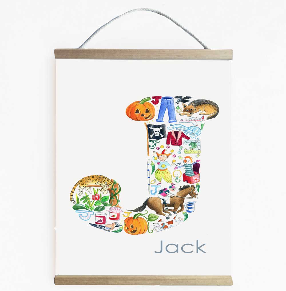 Personalised Letter J Wall Hanging For Children&#39;s Room
