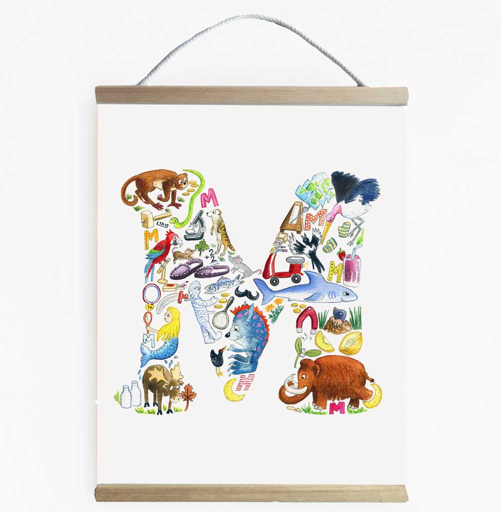 Letter M Initial Wall Banner For Children&#39;s Rooms 
