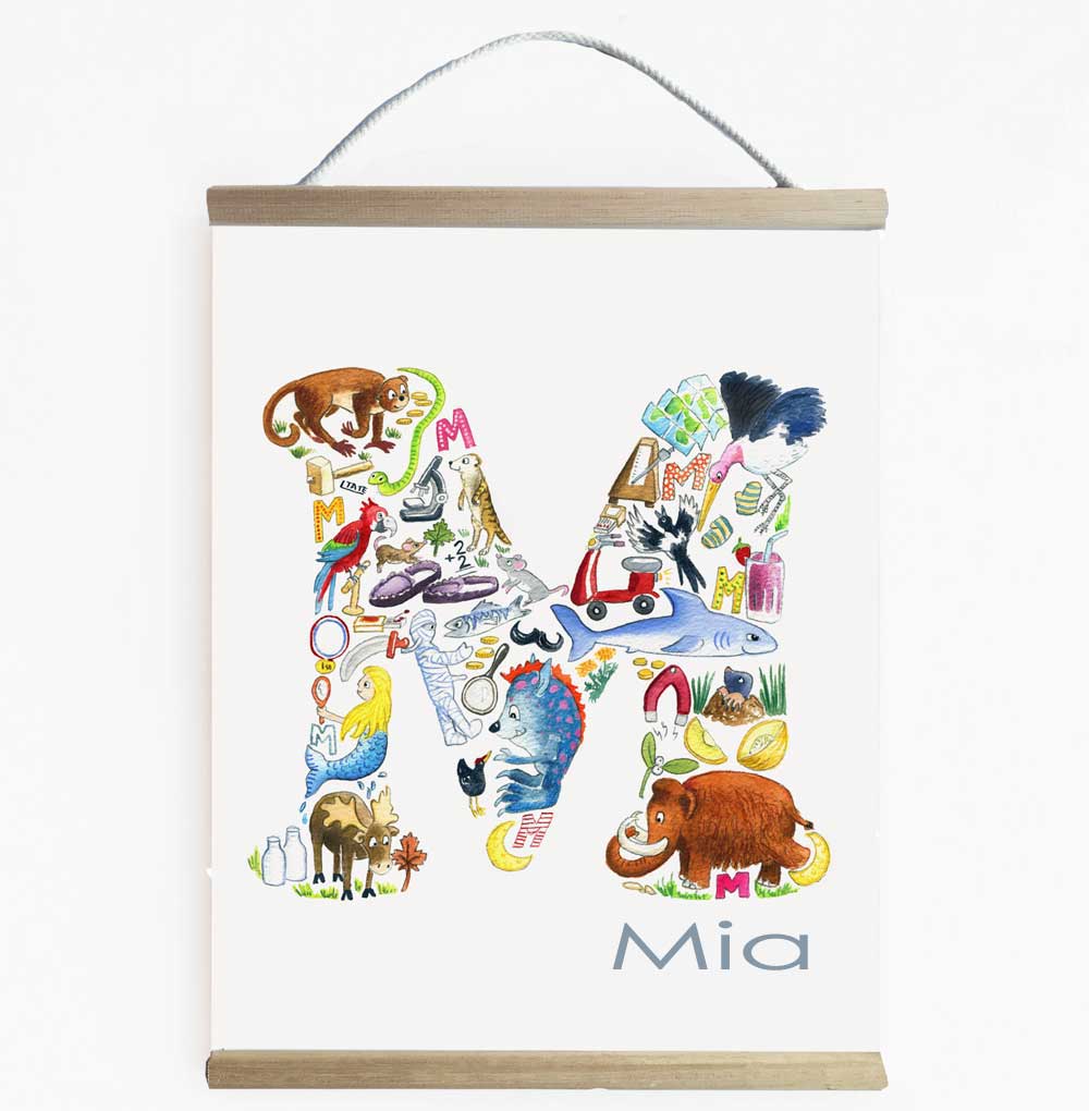 Personalised Letter M Wall Banner For Children&#39;s Rooms 