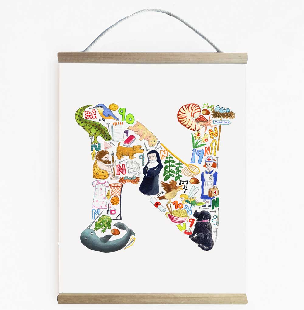Letter N Nursery Art And Kids Wall Banner