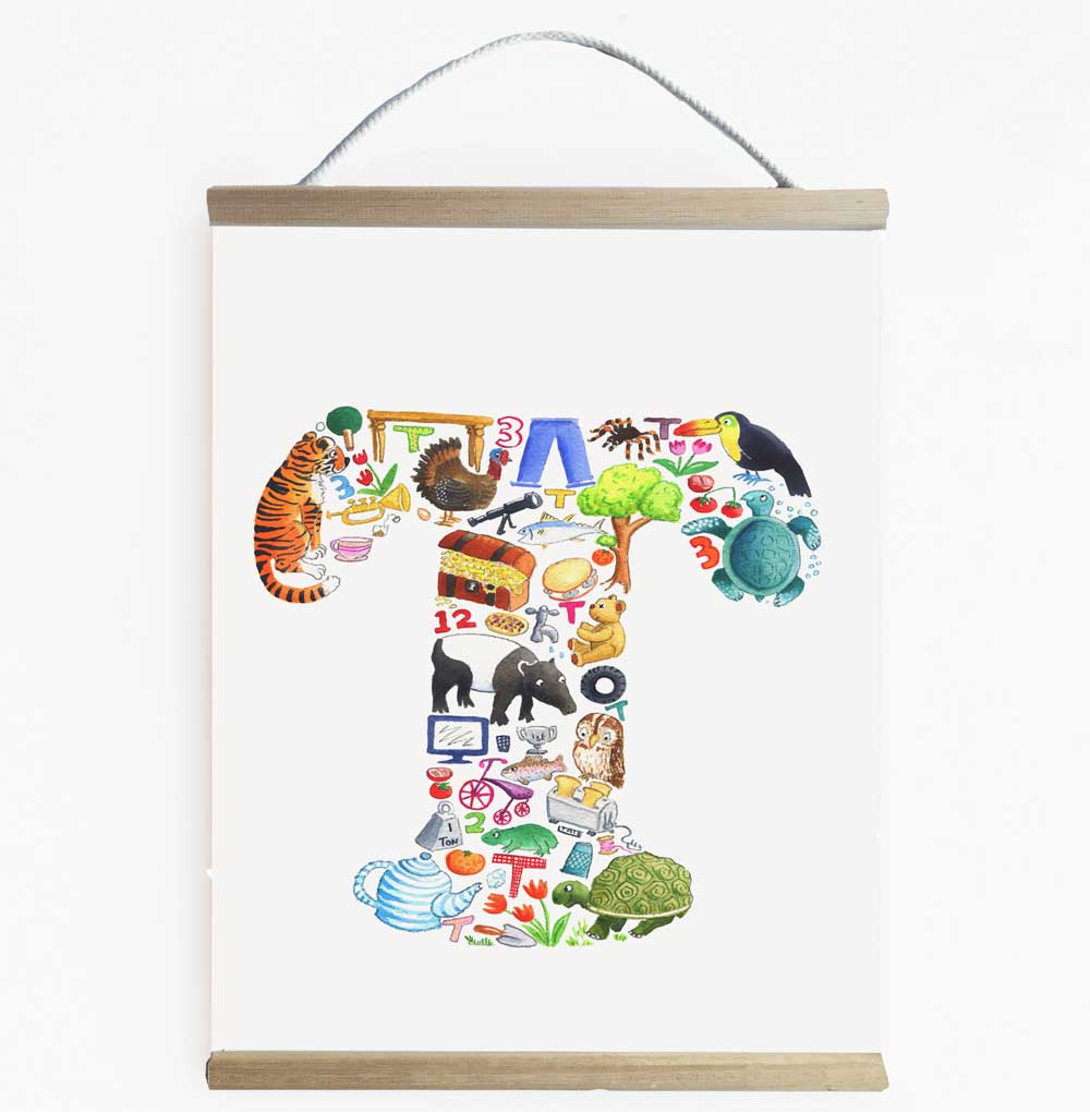 Letter T Intial Kids Wall Banner