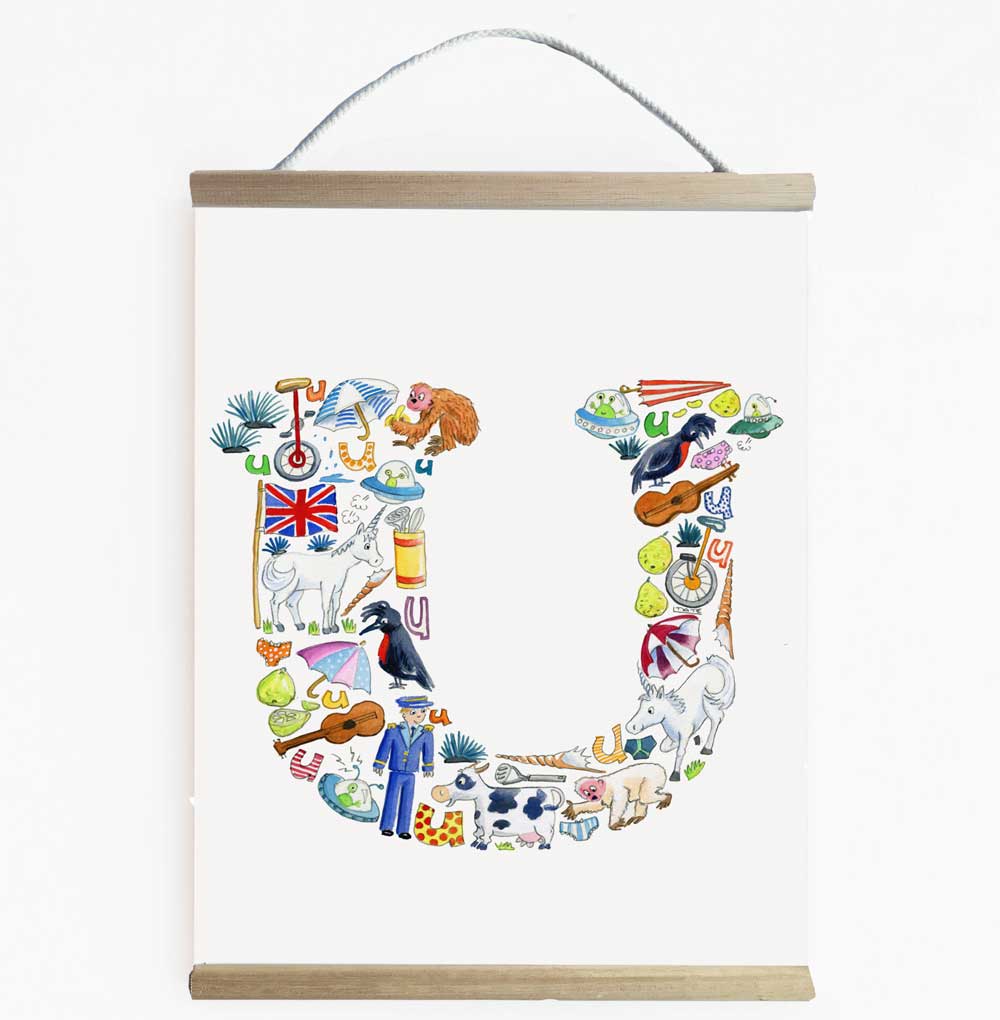 Letter U Wall Banner For Children&#39;s Rooms And Nurseries