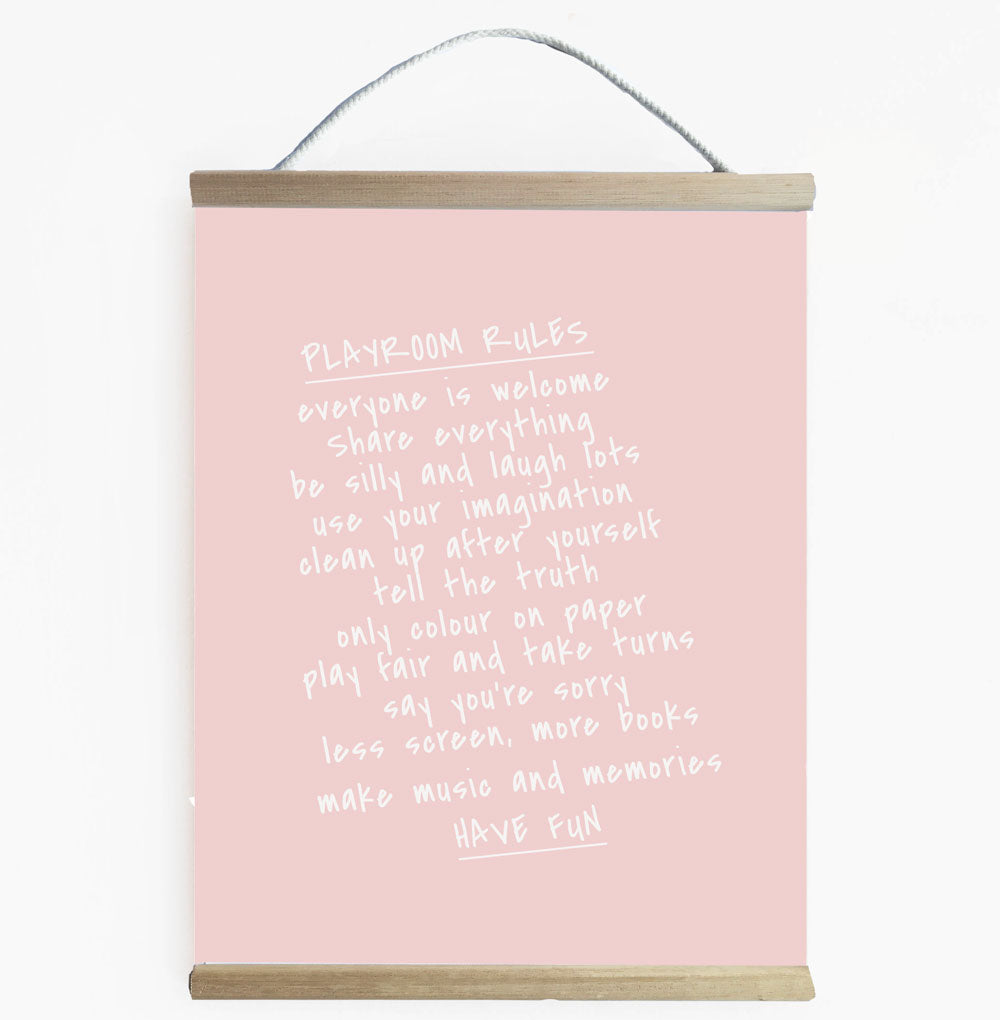 Playroom Rules Wall Banner Blush