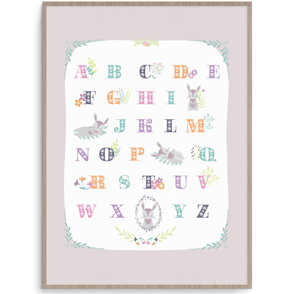 Rabbit Alphabet Nursery Poster
