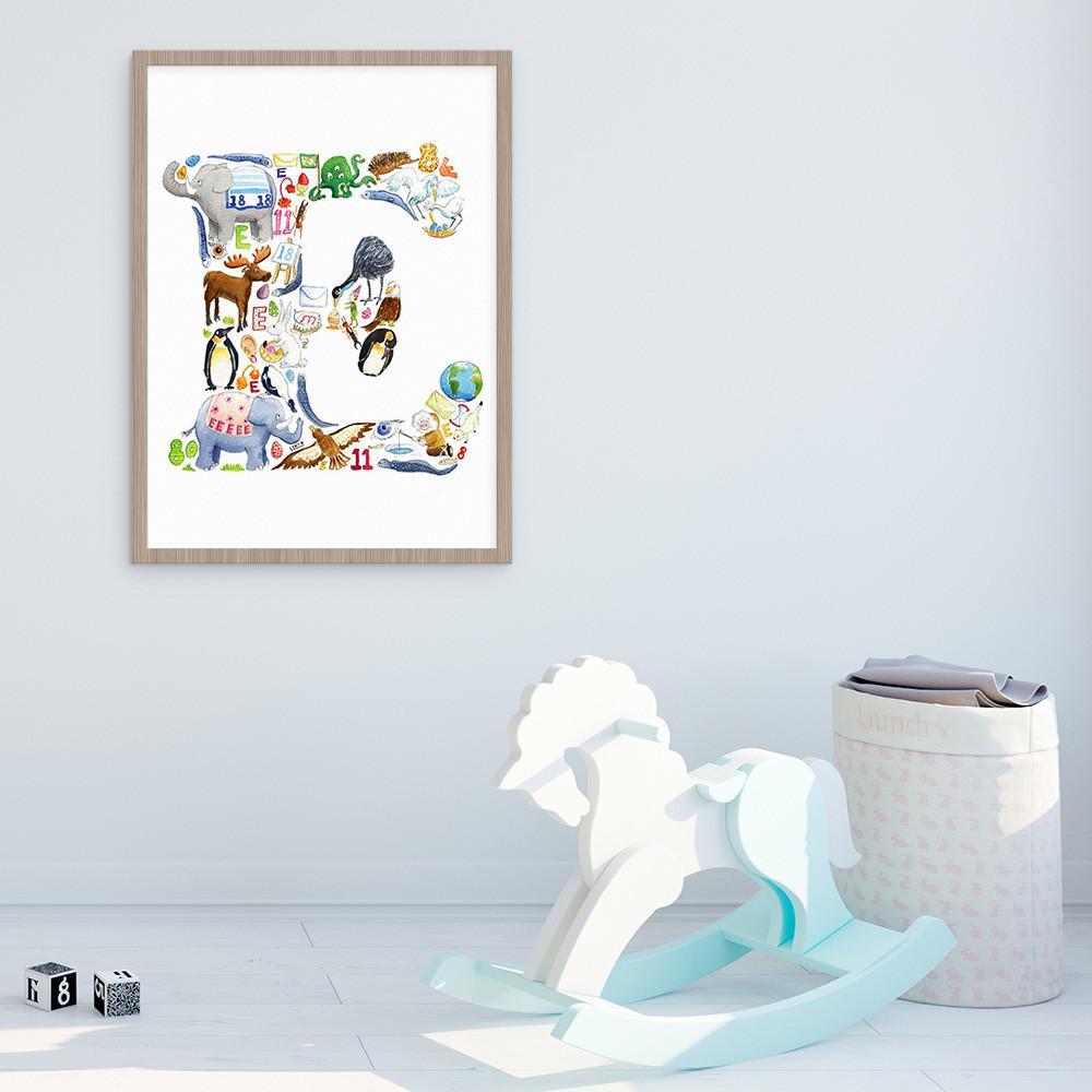 Letter E Personalised Kids Wall Art 