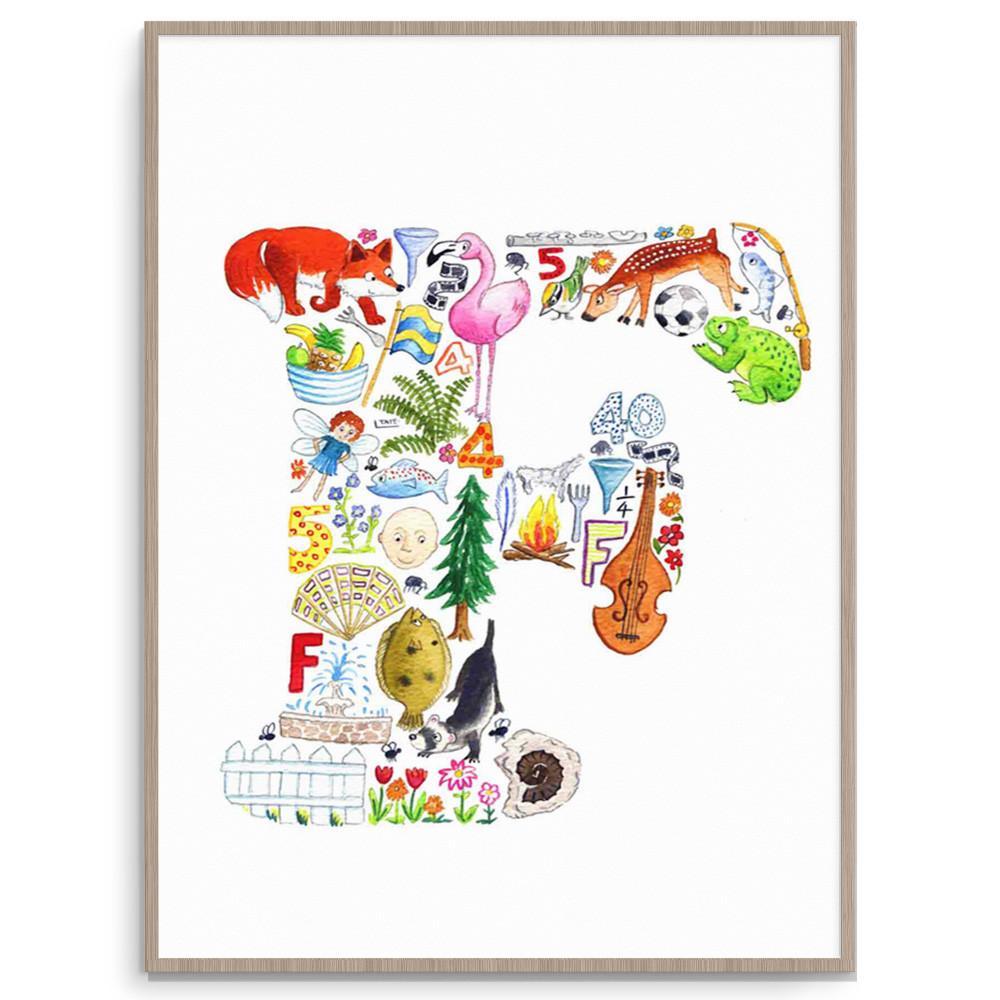 Letter F Initial Wall Art Print For Kids Rooms And Nurseries