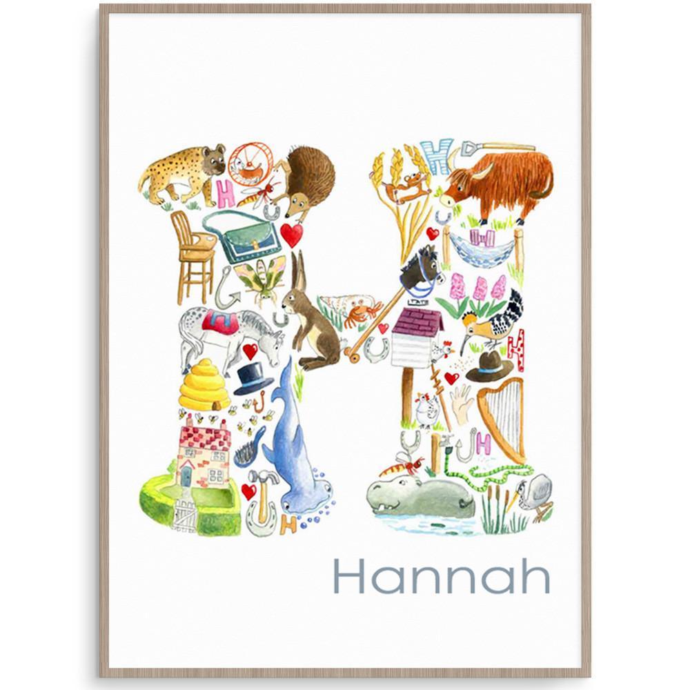 Personalised Letter H Kids Room Wall Art