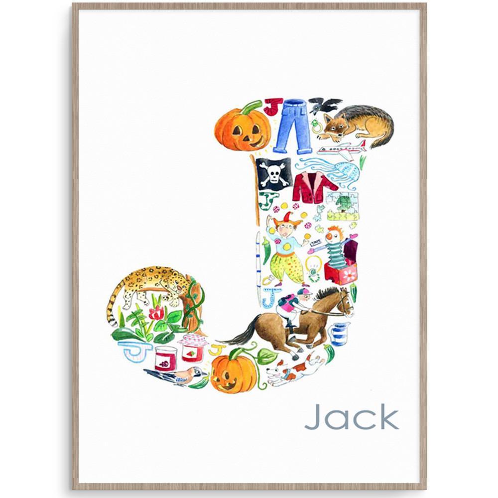 Personalised Letter J Poster Print For Children&#39;s Room