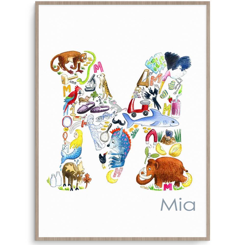 Personalised Letter M Initial Print For Children&#39;s Rooms 