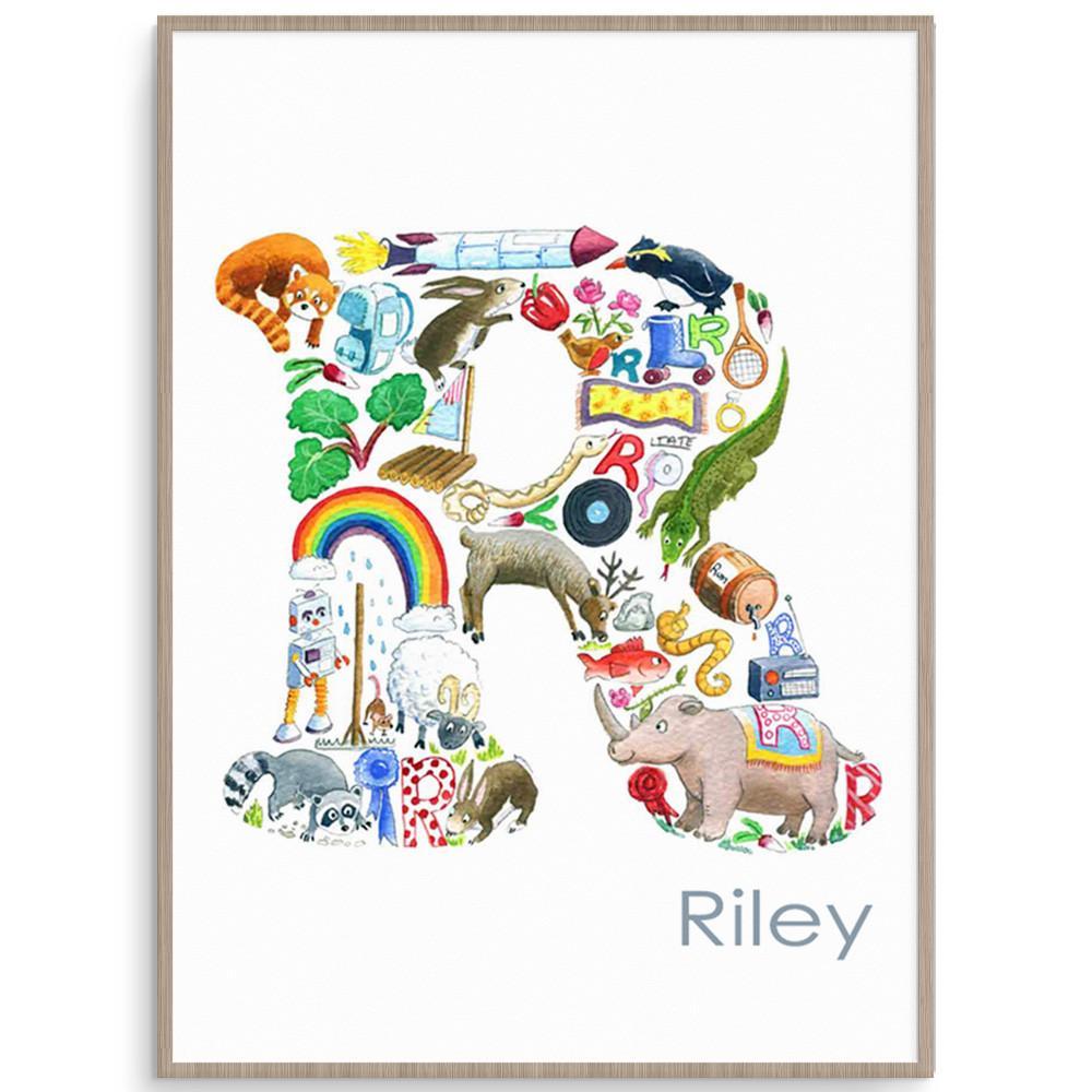 Personalised Letter R Nursery Print And Kids Print