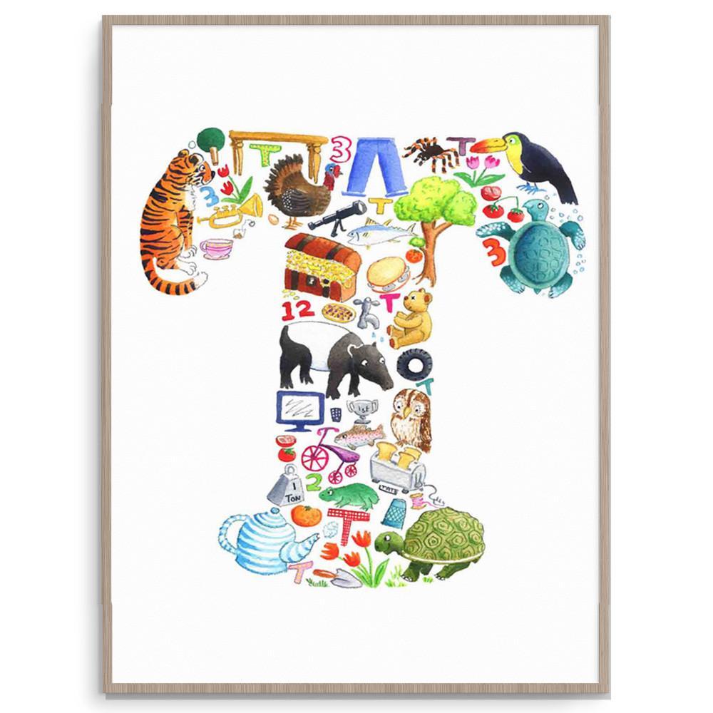 Letter T Intial Kids Wall Art