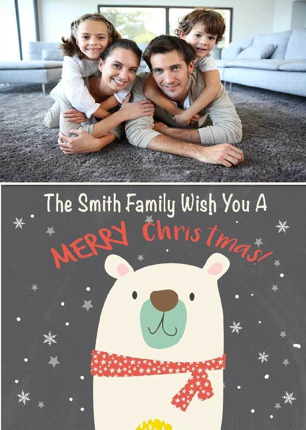 Fizzy Pop Designs Christmas Custom Christmas Cards - Cute Bear nursery art kids wall art