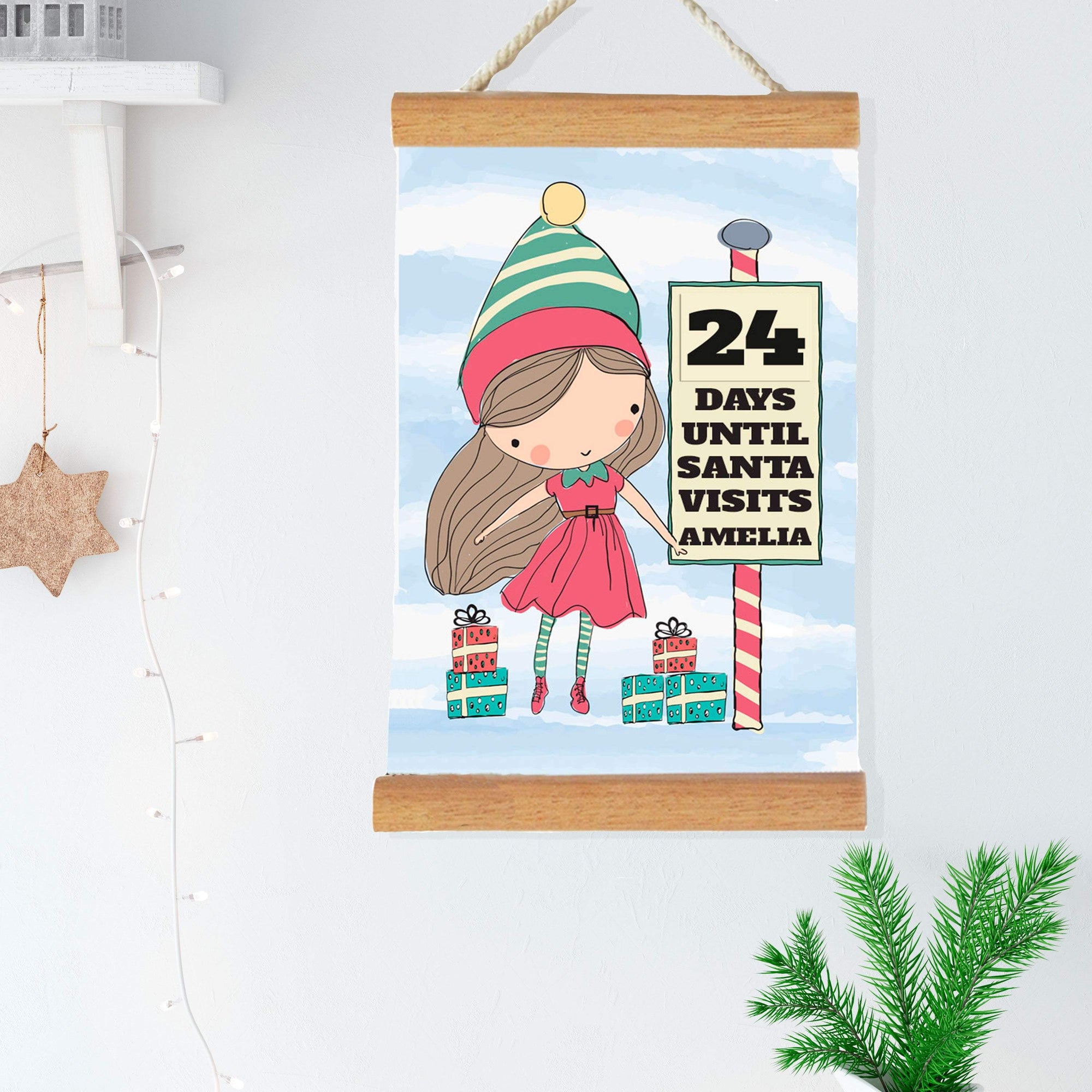 Fizzy Pop Designs Christmas Santa's Little Helper Countdown To Christmas Banner nursery art kids wall art