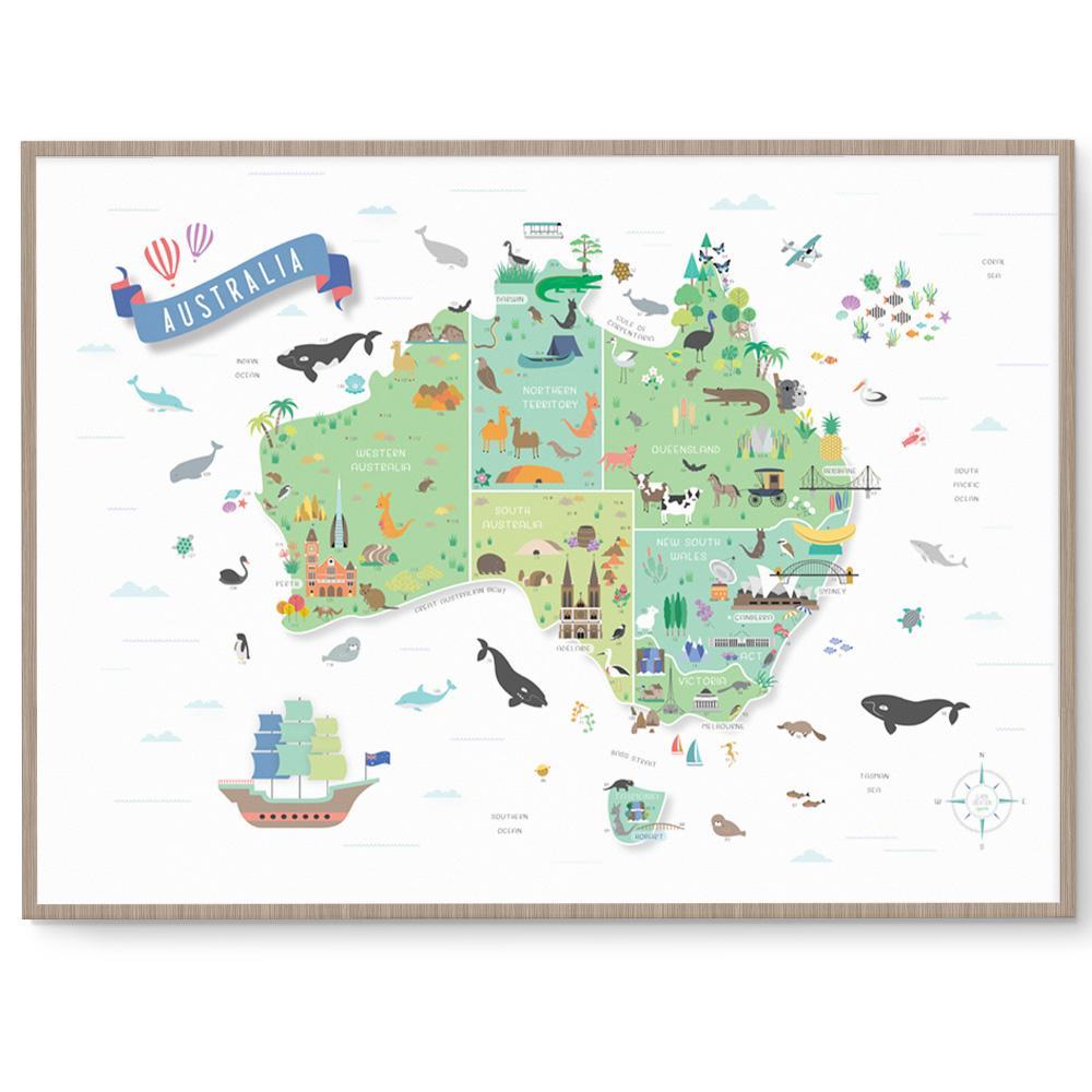 Big Australia Map Wall Art For Kids Rooms And Playrooms