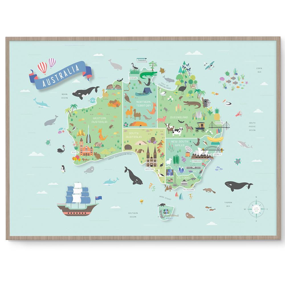 Amazing Australia Map Poster For Kids Rooms